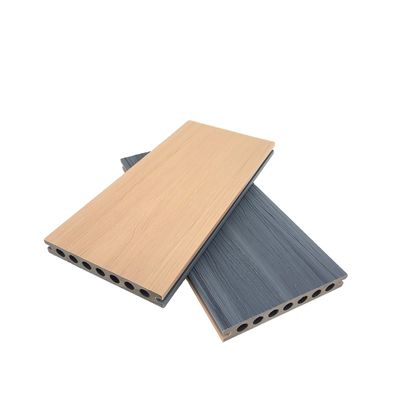 Solid WPC Outdoor 16 Ft Decking Boards Coextrusion Woodgrain Hollow Flooring