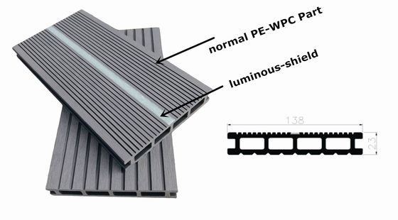 Natural Co Extrusion Composite Decking Boards Luminous WPC Flooring 16ft