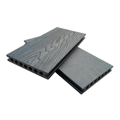 Capped WPC Teakwood Black Composite Decking Boards 3D Embossed 2 inch thick