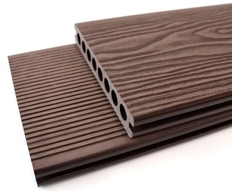 Customized Plastic Timber Cedar Composite Decking Planks 3D Embossed WPC Tiles