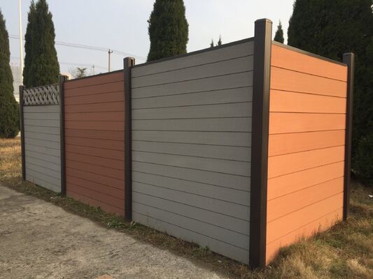                    Aluminum Frame WPC Fencing Slat Style Outdoor Home Security              