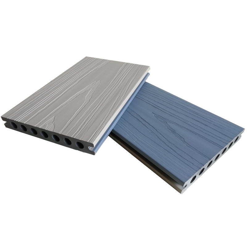 Solid WPC Outdoor 16 Ft Decking Boards Coextrusion Woodgrain Hollow Flooring