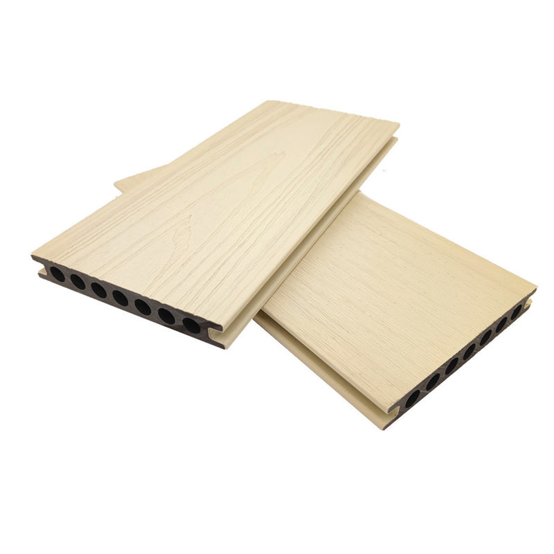 Outdoor Anti UV Brushed WPC Composite Decking Flooring For Balcony Rice White